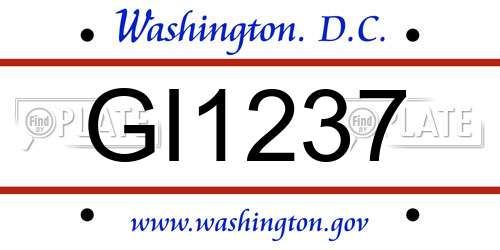 GI1237 District Of Columbia License Plate