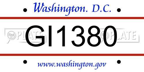 GI1380 District Of Columbia License Plate
