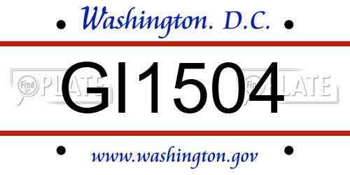 GI1504 District Of Columbia License Plate