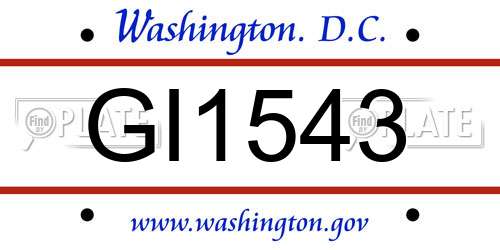 GI1543 District Of Columbia License Plate