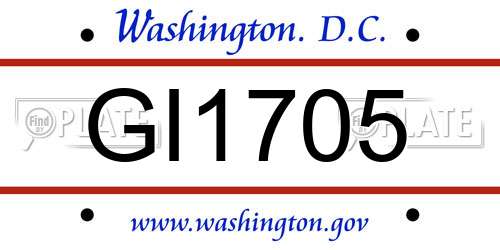 GI1705 District Of Columbia License Plate
