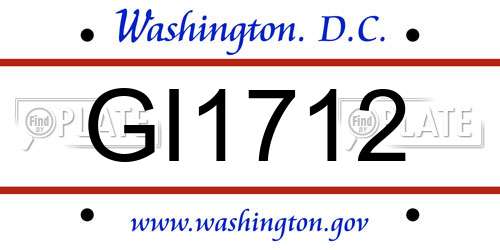 GI1712 District Of Columbia License Plate