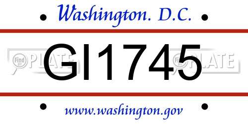 GI1745 District Of Columbia License Plate