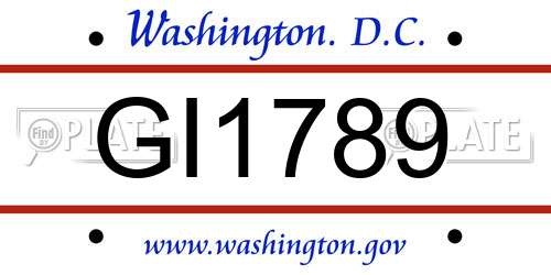 GI1789 District Of Columbia License Plate