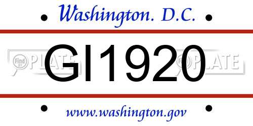 GI1920 District Of Columbia License Plate