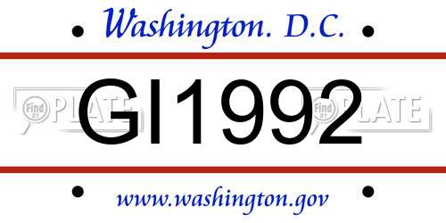 GI1992 District Of Columbia License Plate