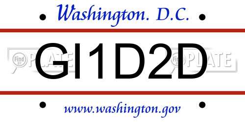 GI1D2D District Of Columbia License Plate