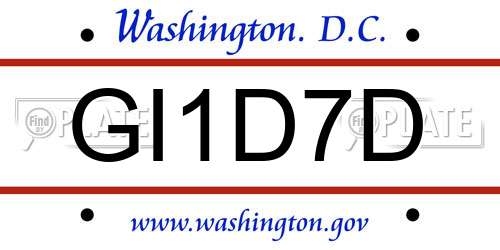 GI1D7D District Of Columbia License Plate
