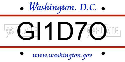 GI1D7O District Of Columbia License Plate