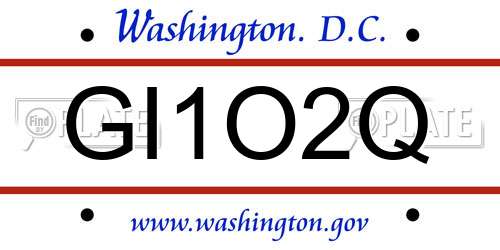 GI1O2Q District Of Columbia License Plate