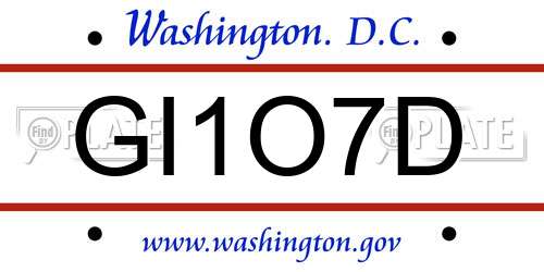 GI1O7D District Of Columbia License Plate