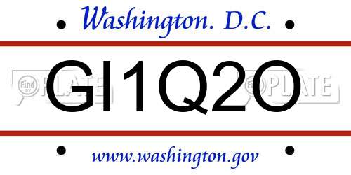 GI1Q2O District Of Columbia License Plate