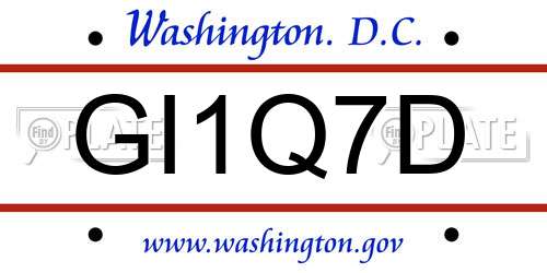 GI1Q7D District Of Columbia License Plate