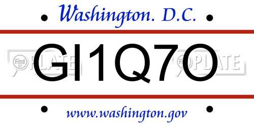 GI1Q7O District Of Columbia License Plate