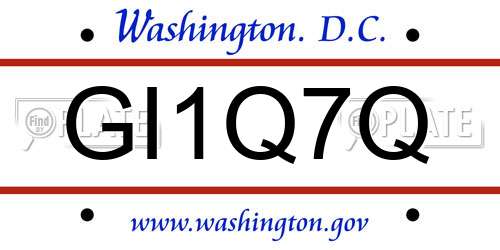 GI1Q7Q District Of Columbia License Plate