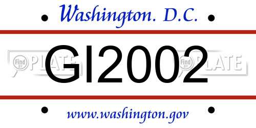 GI2002 District Of Columbia License Plate