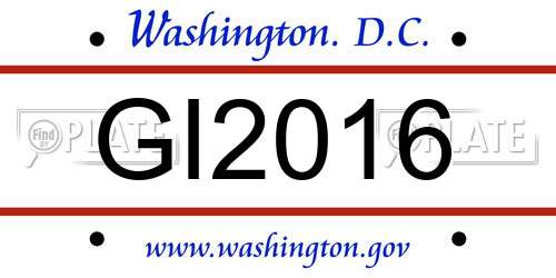 GI2016 District Of Columbia License Plate