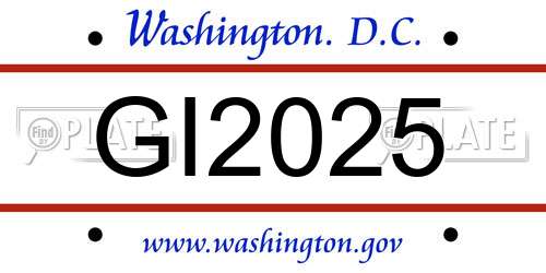 GI2025 District Of Columbia License Plate