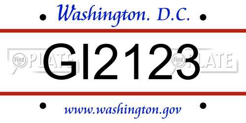 GI2123 District Of Columbia License Plate