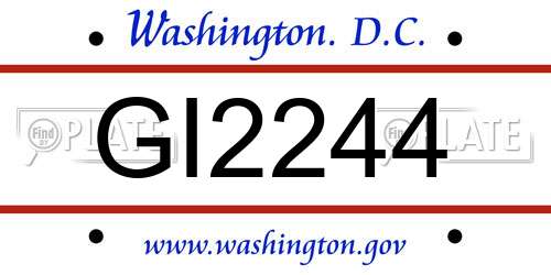 GI2244 District Of Columbia License Plate