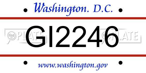 GI2246 District Of Columbia License Plate