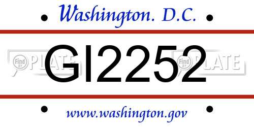 GI2252 District Of Columbia License Plate