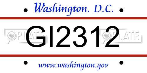 GI2312 District Of Columbia License Plate
