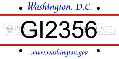 GI2356 District Of Columbia License Plate