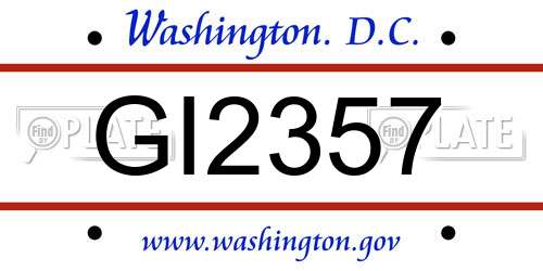 GI2357 District Of Columbia License Plate