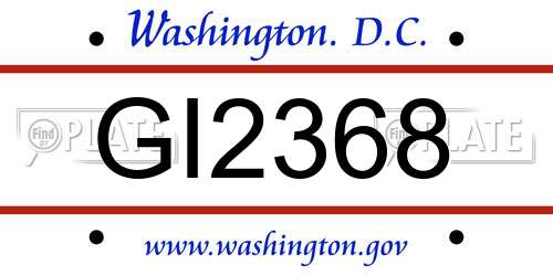 GI2368 District Of Columbia License Plate