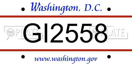 GI2558 District Of Columbia License Plate