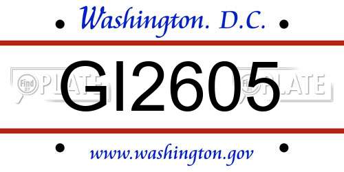 GI2605 District Of Columbia License Plate