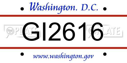 GI2616 District Of Columbia License Plate