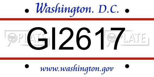 GI2617 District Of Columbia License Plate