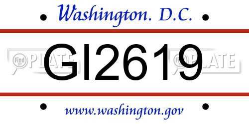 GI2619 District Of Columbia License Plate