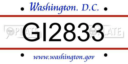 GI2833 District Of Columbia License Plate