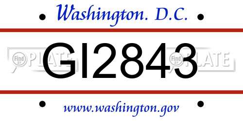 GI2843 District Of Columbia License Plate