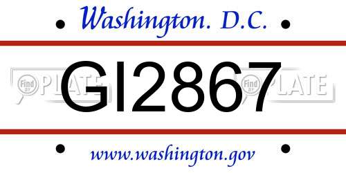 GI2867 District Of Columbia License Plate