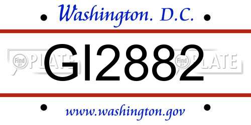 GI2882 District Of Columbia License Plate
