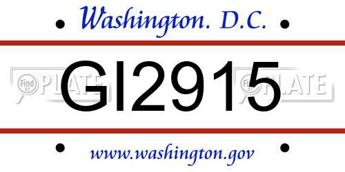 GI2915 District Of Columbia License Plate