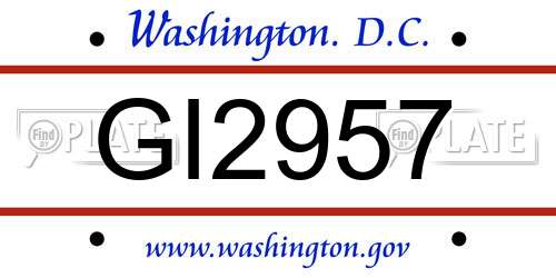 GI2957 District Of Columbia License Plate