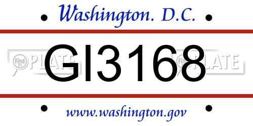 GI3168 District Of Columbia License Plate