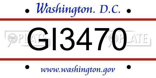 GI3470 District Of Columbia License Plate