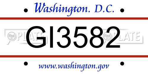 GI3582 District Of Columbia License Plate