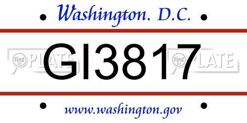 GI3817 District Of Columbia License Plate
