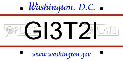GI3T2I District Of Columbia License Plate
