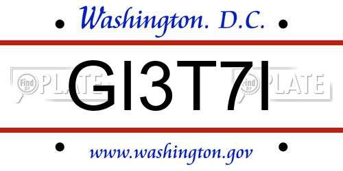 GI3T7I District Of Columbia License Plate