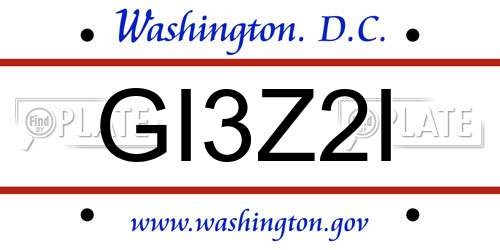 GI3Z2I District Of Columbia License Plate