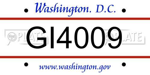 GI4009 District Of Columbia License Plate
