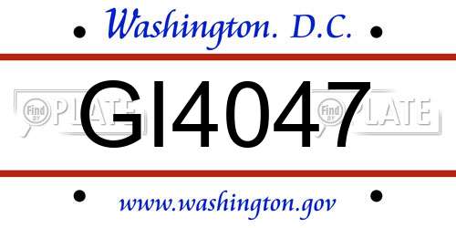 GI4047 District Of Columbia License Plate